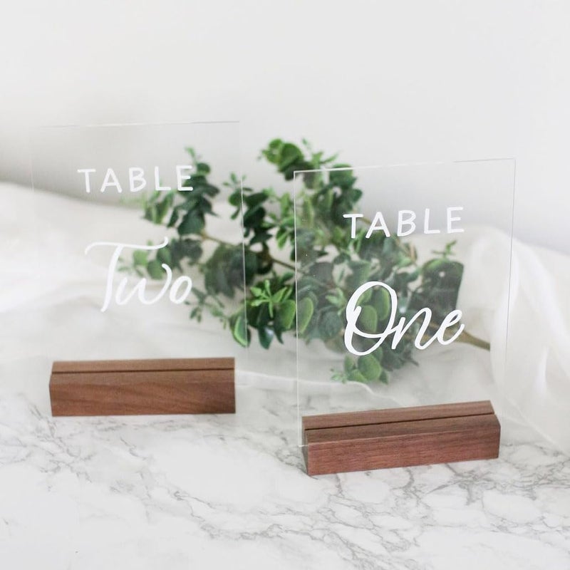 JINMURY 10 Pack Clear Blank Acrylic Sign for Table Numbers, 5x7 Inch Clear Acrylic Sheet Sign Blank 1/8 inch Thick, Use for DIY Table Signs for Wedding Party Events, Wood Stand NOT Included - Image 5